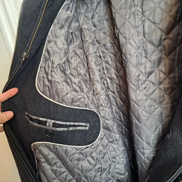 Calvin Klein Grey Wool Double Zipper Mock Neck Quality Jacket Coat Size 2XL - Picture 5 of 12